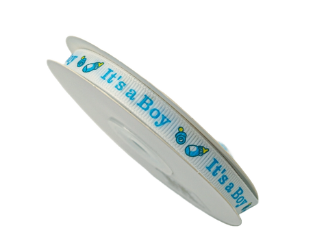 3/8"x 25 yards Royal Blue It's a Boy Baby Shower Printed Grosgrain Gift Ribbon