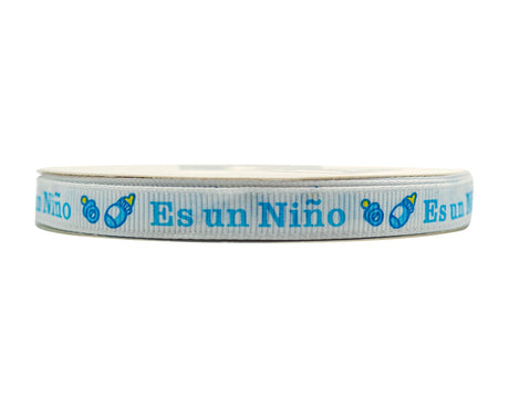 3/8"x 25 yards Es un Niño Baby Shower Spanish Grosgrain Gift Ribbon