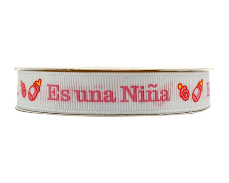 5/8"x 25 yards Es un Niña Baby Shower Spanish Grosgrain Gift Ribbon