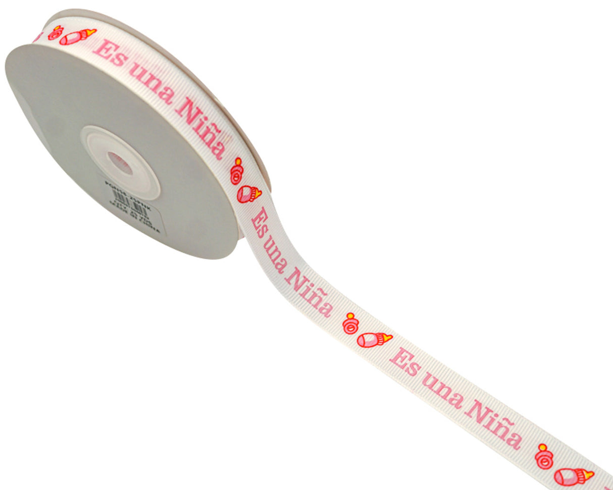 5/8"x 25 yards Es un Niña Baby Shower Spanish Grosgrain Gift Ribbon