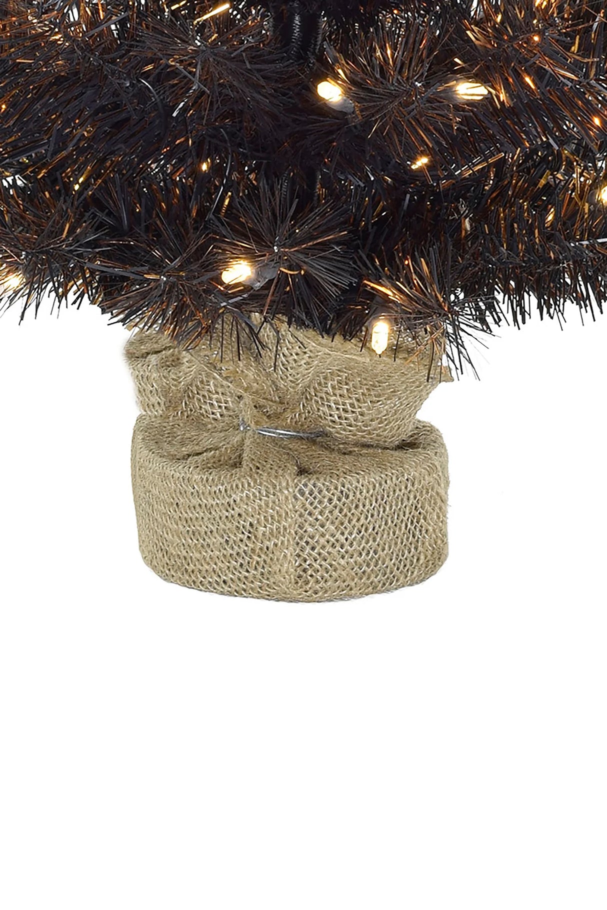 24" Tabletop Matte Black Gold Tinsel Halloween Tree