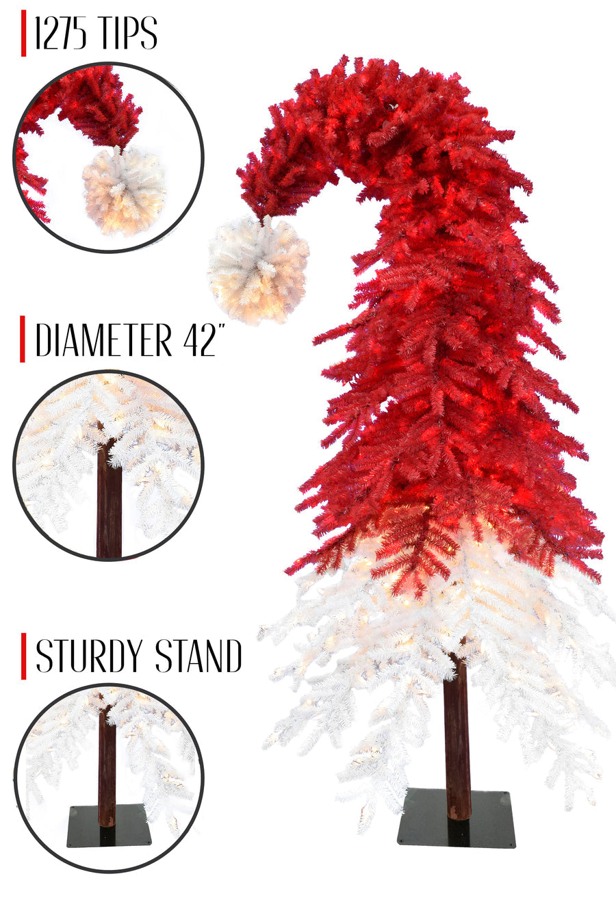 9' RED+WHITE, 1992 TIPS, METAL STAND, DIA 44"