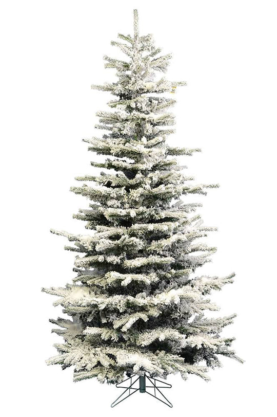 Pre-Lit Slim Snow Flocked Grand Fir Tree