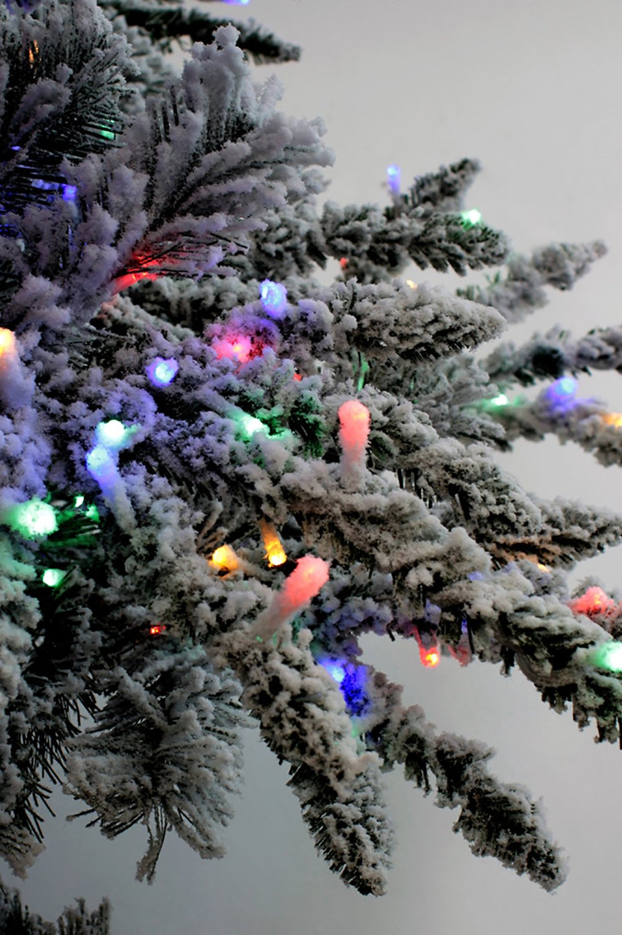 Prelit Slim Snow Flocked Christmas Tree with Warm White & Multicolor Lights