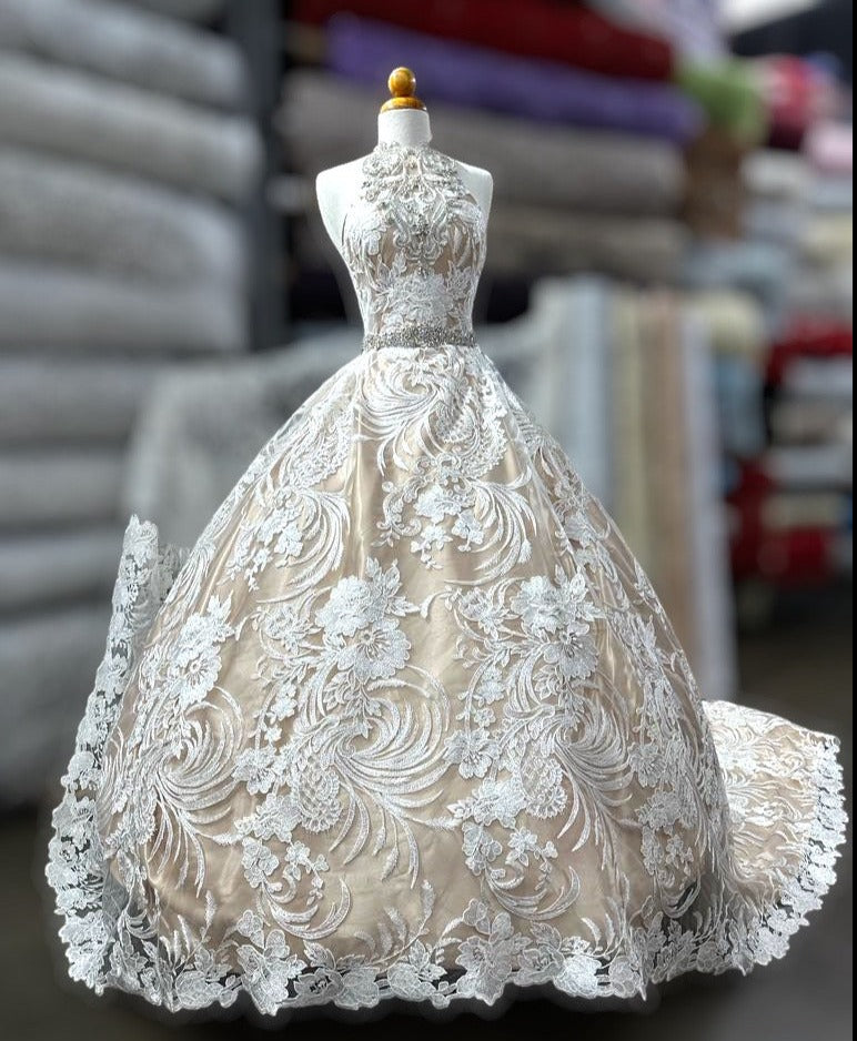 Sequined Corded Bridal Lace