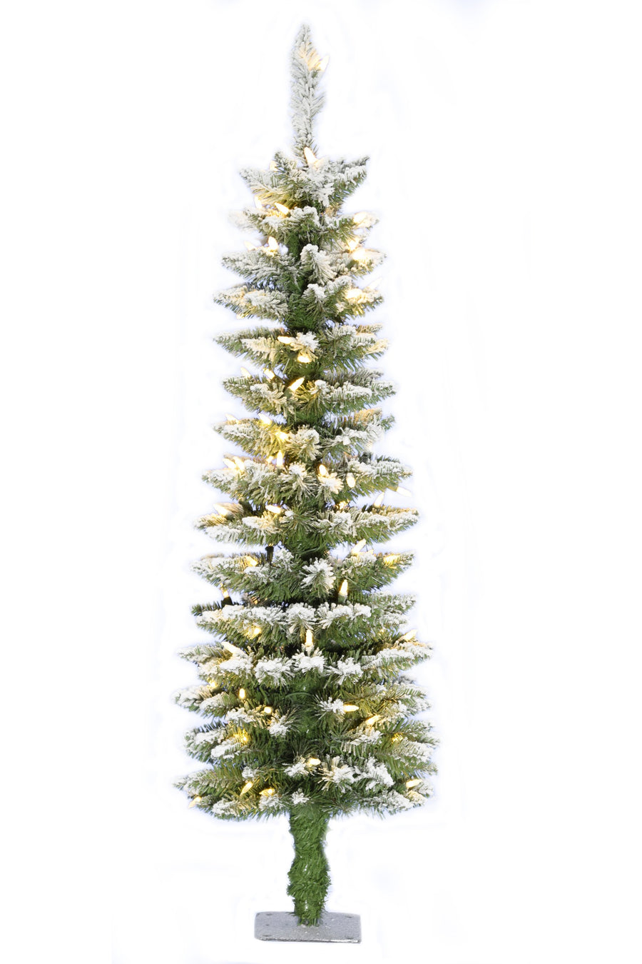 Prelit Snow Flocked Pencil Tree