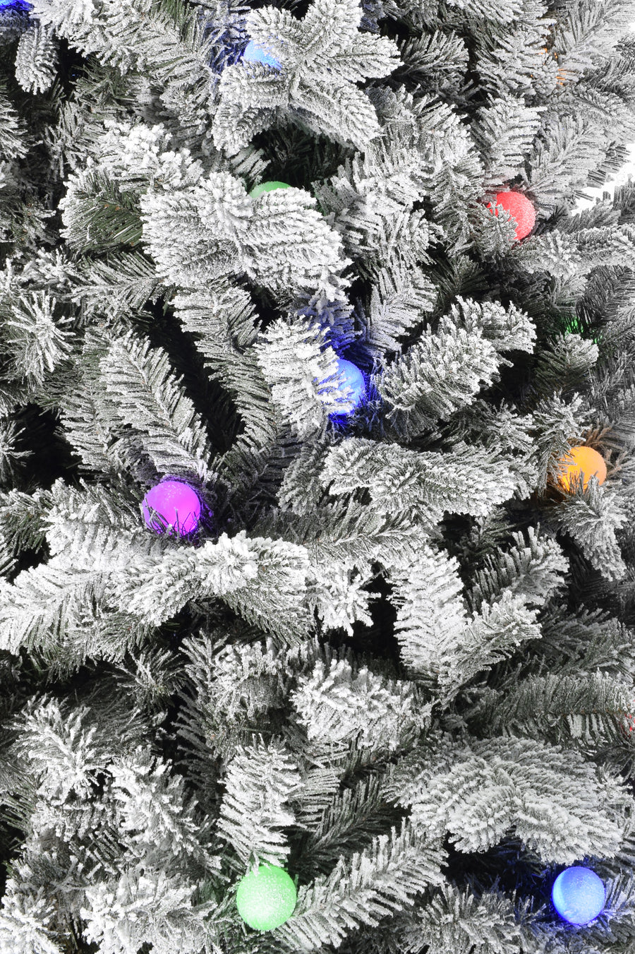 Pre-lit Large Bulb Snow Flocked Grand Noble Fir with Metal Stand - Instant Connect Feature