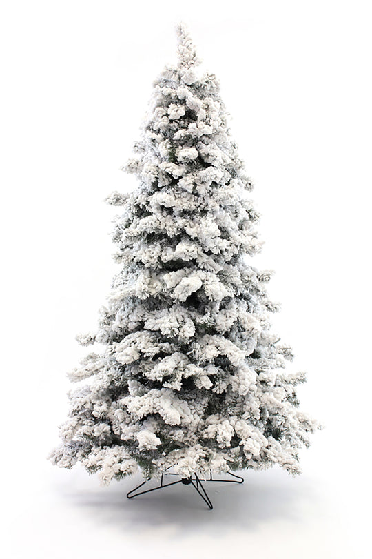 Heavy Snow Flocked Angel Pine Christmas Tree with Metal Stand