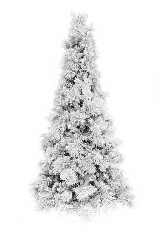 7.5' Slim Snow Flocked Atka Christmas Tree with Metal Stand