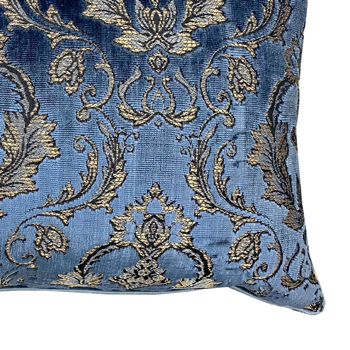 Beatrice Decorative Throw Pillows - Damask Cut Velvet Fabric, Gold/Royal, 24" X 24" (1 Pillow)