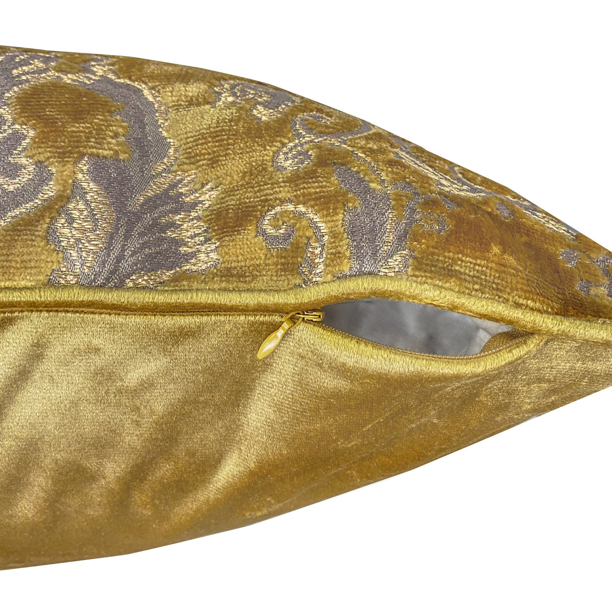 Beatrice Decorative Throw Pillows - Damask Cut Velvet Fabric, Gold/Royal, 24" X 24" (1 Pillow)
