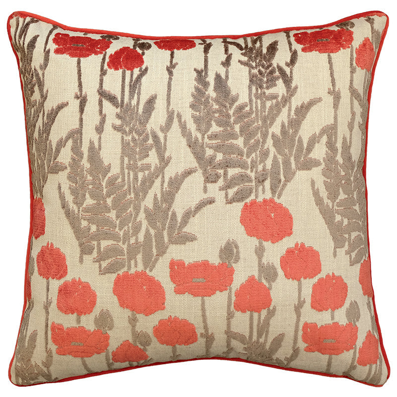 Camelia Floral Cut Velvet Fabric - Floral Pattern, 23" X 23" (1 Pillow)