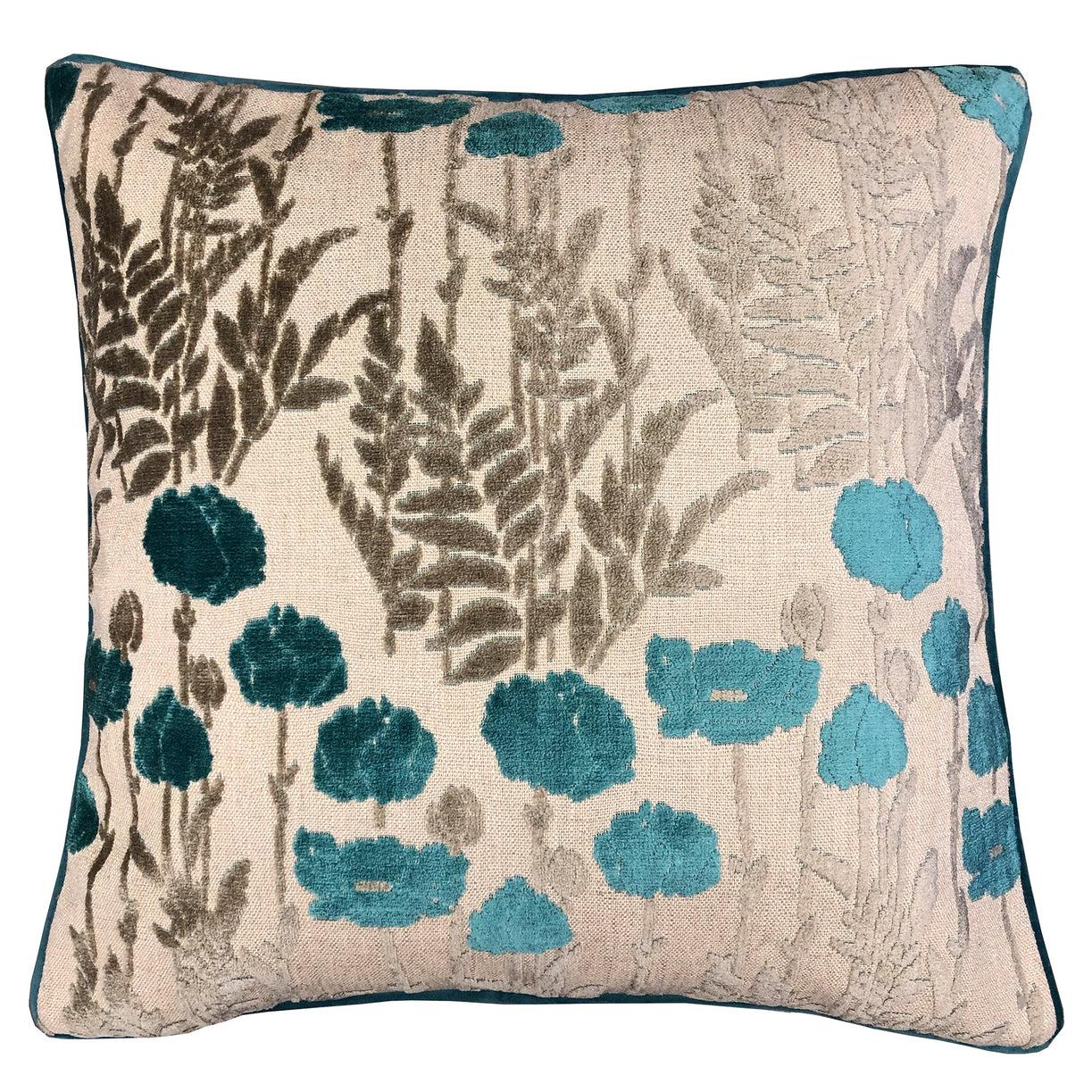 Camelia Floral Cut Velvet Fabric - Floral Pattern, 23" X 23" (1 Pillow)
