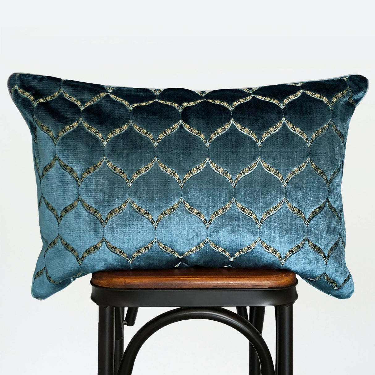 Eliza Decorative Throw Pillows Cut Velvet Fabric - Moorish Medallion Pattern, 18X26" Size (1 Set)