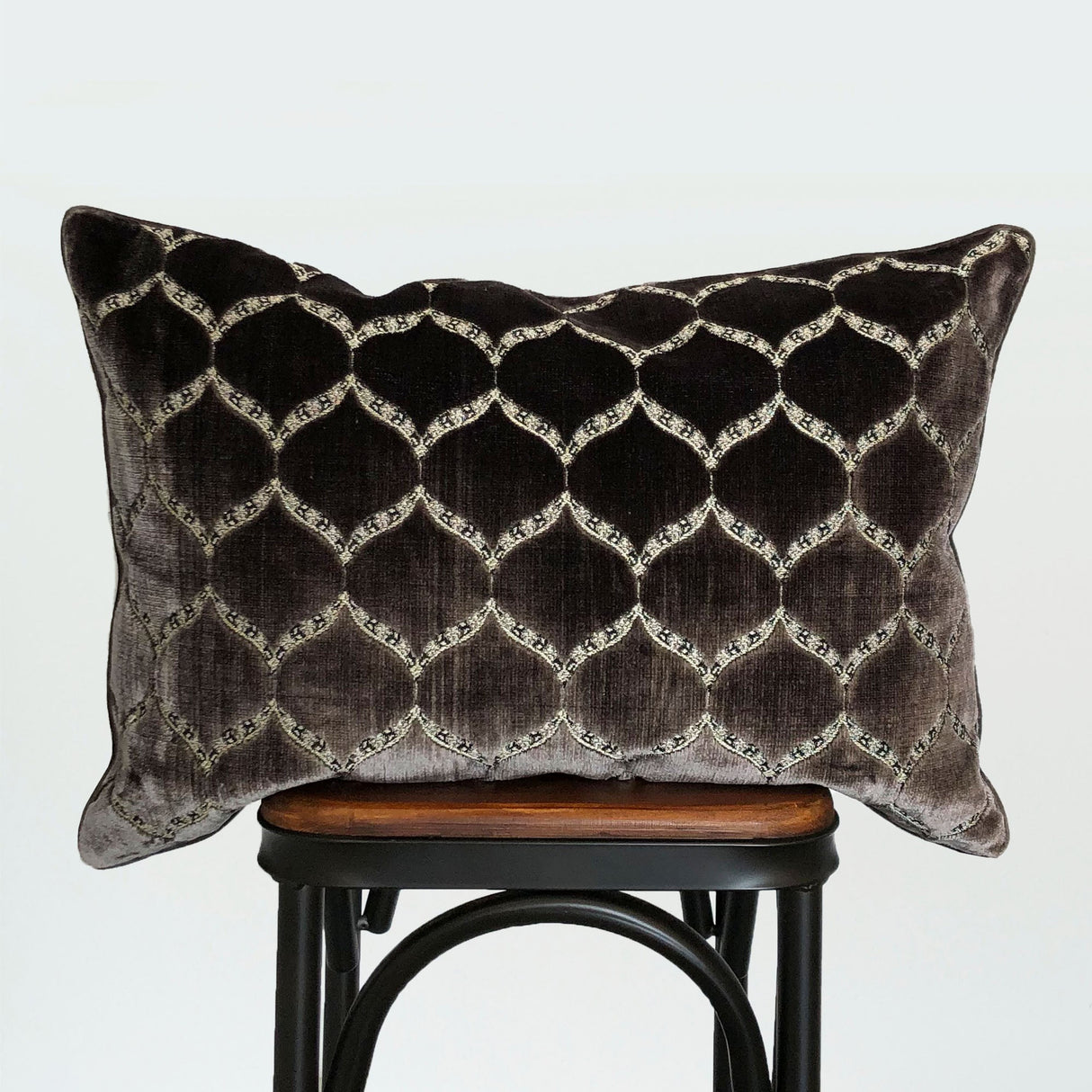 Eliza Decorative Throw Pillows Cut Velvet Fabric - Moorish Medallion Pattern, 18X26" Size (1 Set)