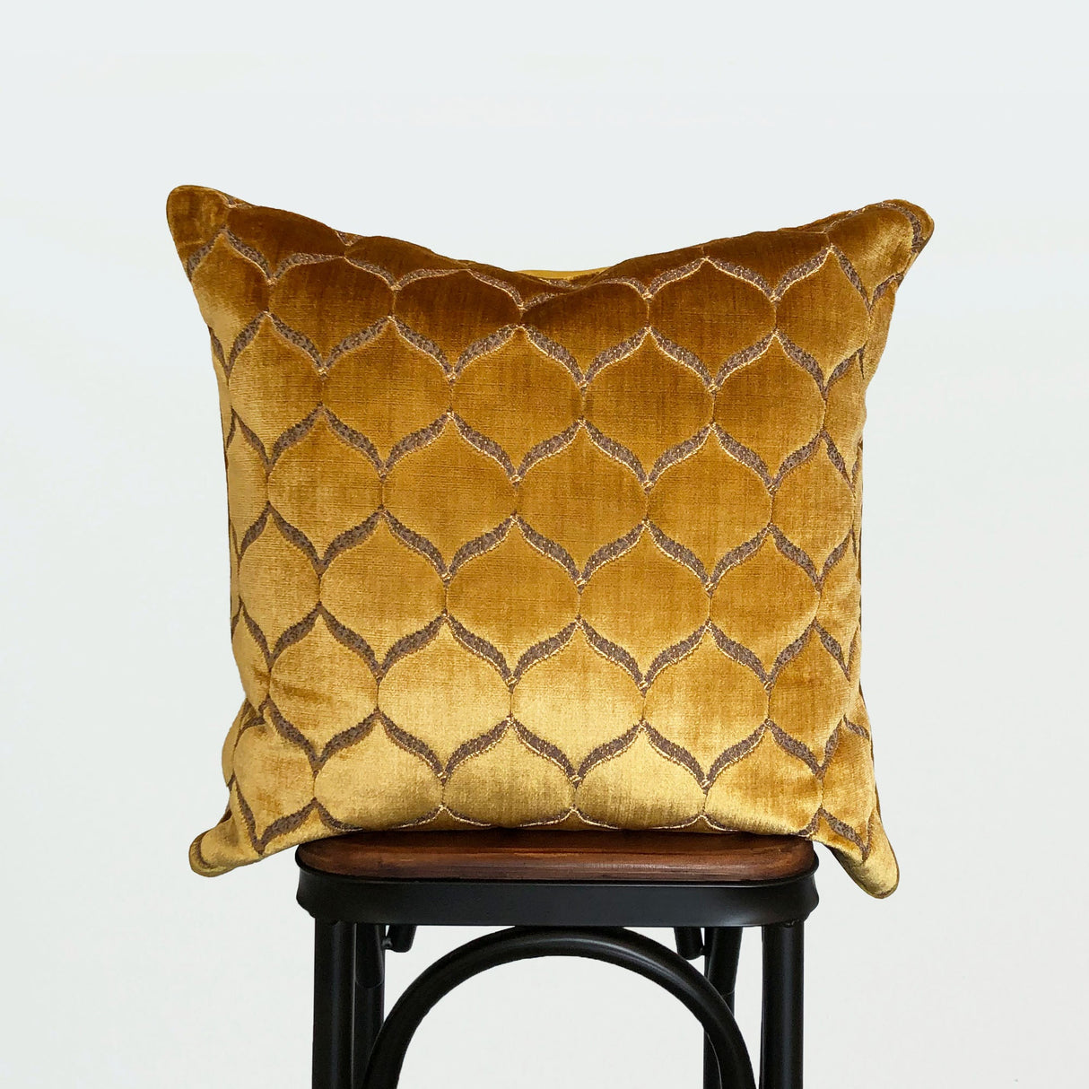 Eliza Decorative Throw Pillows Cut Velvet Fabric - Moorish Medallion Geometric, 23" X 23" (1 Pillow)