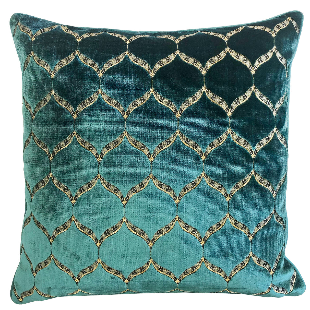 Eliza Decorative Throw Pillows Cut Velvet Fabric - Moorish Medallion Geometric, 23" X 23" (1 Pillow)