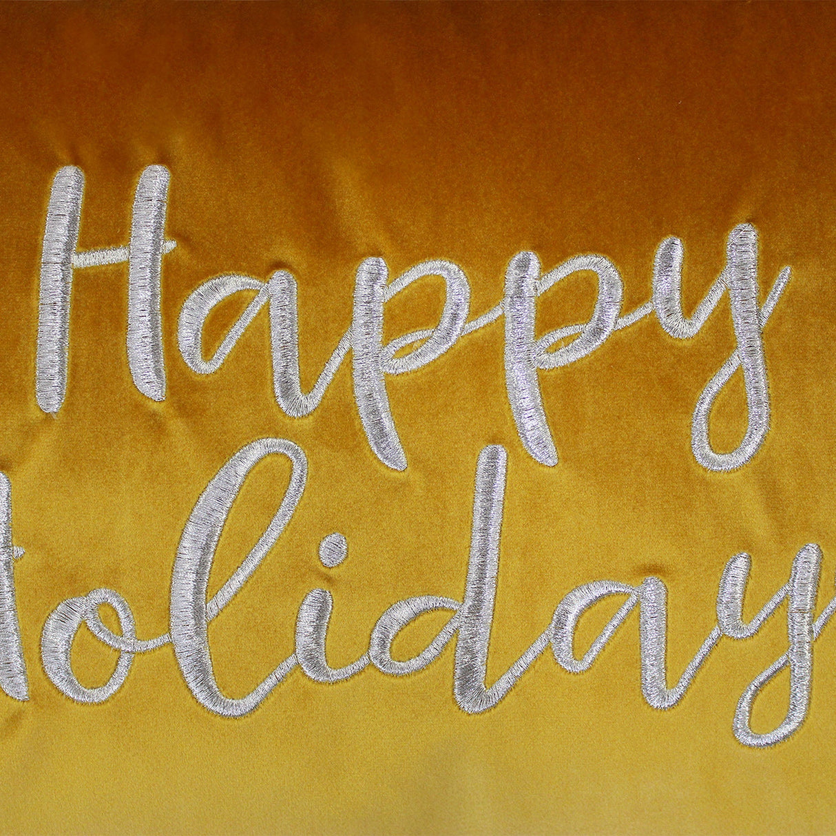 Happy Holidays Metallic Embroidery Velvet Pillow - Holiday Typography, 14" X 20", Red/Gold, White/Red, Hunter/Gold, Gold/Silver (1 Pillow)