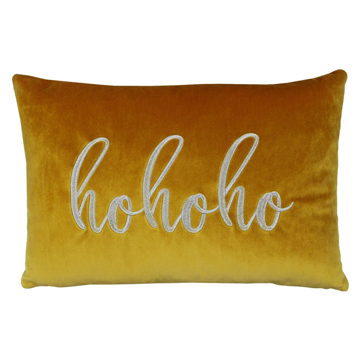 Hohoho Embroidery Velvet Pillow - Metallic Embroidered Holiday Typography, 14" X 20" (1 Pillow)