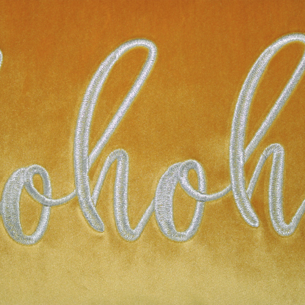 Hohoho Embroidery Velvet Pillow - Metallic Embroidered Holiday Typography, 14" X 20" (1 Pillow)