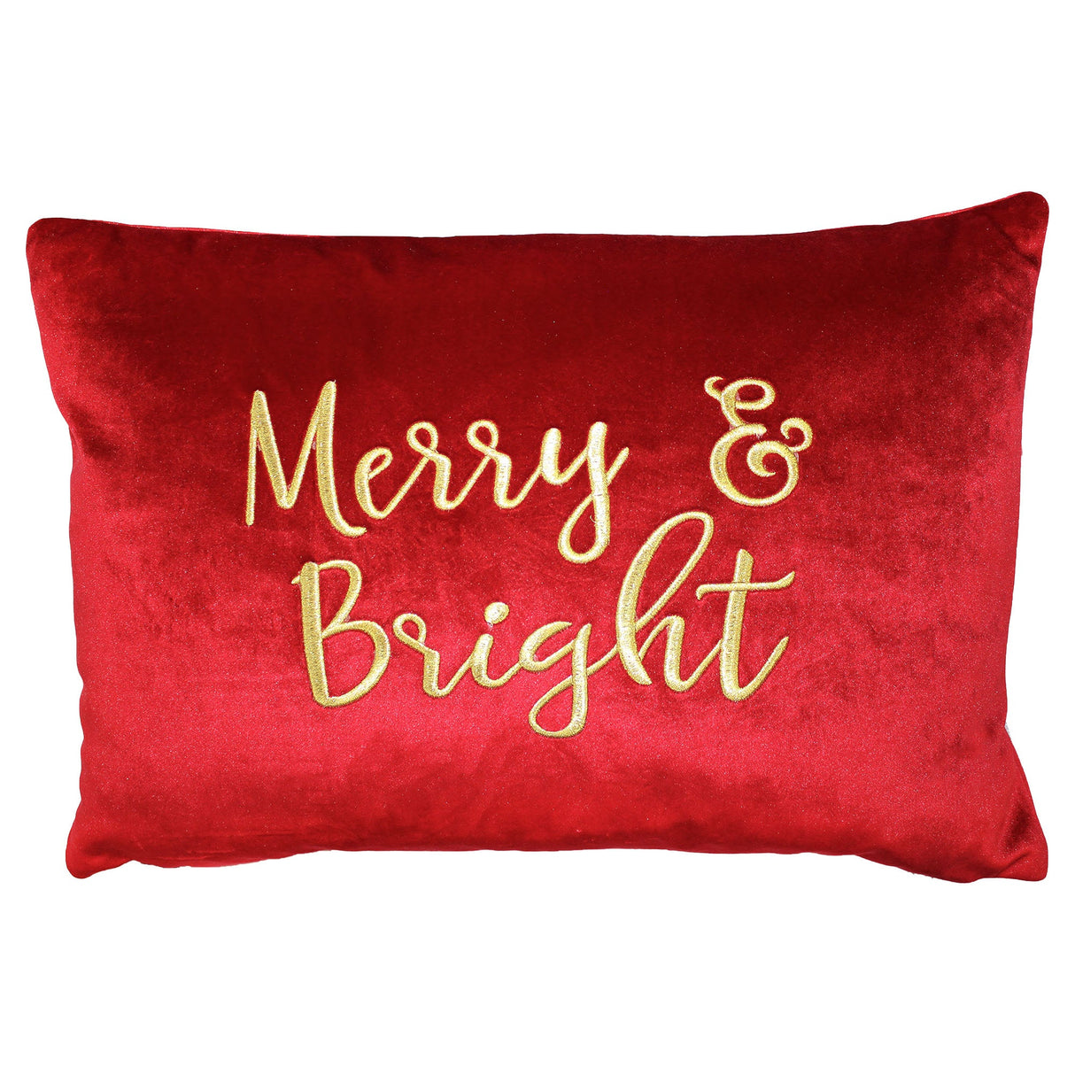 Merry & Bright Velvet Embroidery Pillow - Holiday Typography, 14" X 20" (1 Pillow)