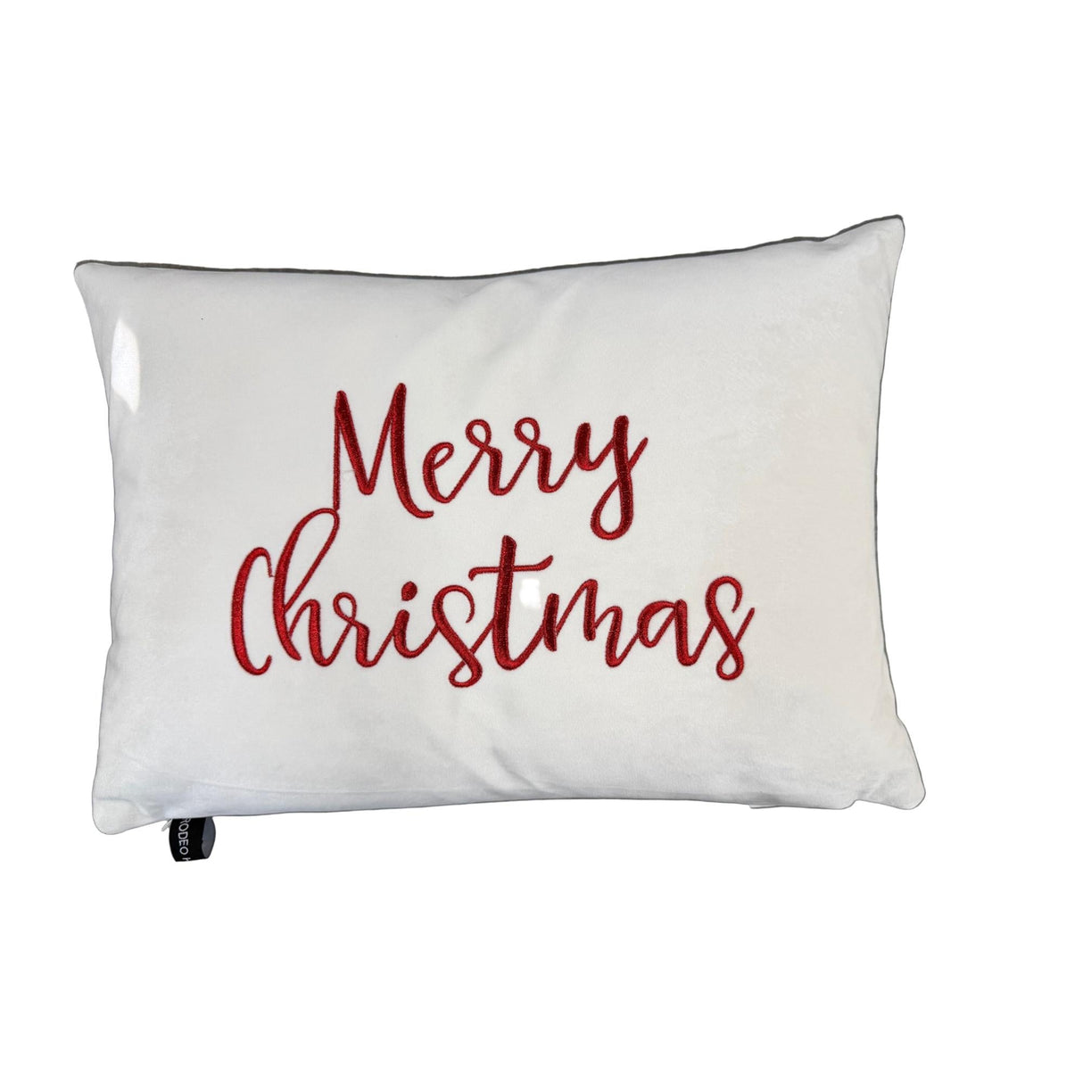 Merry Christmas Embroidered Velvet Pillow - Red/Gold Typography, 14" X 20" (1 Pillow)
