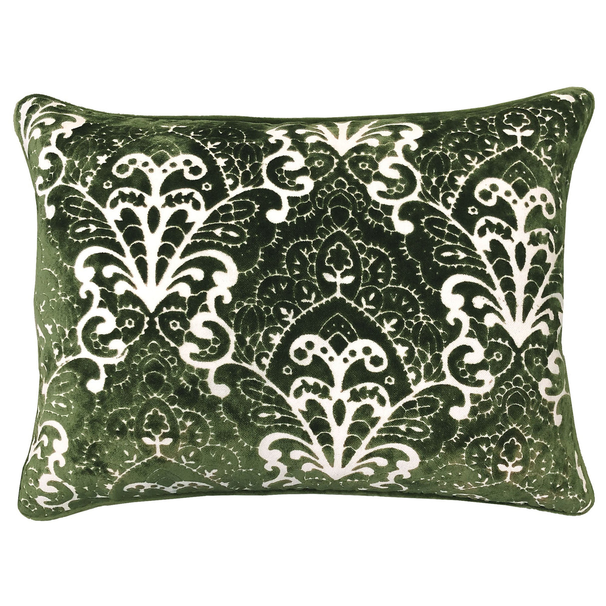 Stevie Metallic Damask Cut Velvet Pillow Fabric - Red, Sapphire, Olive, Gold, 18" X 24" (1 Set)