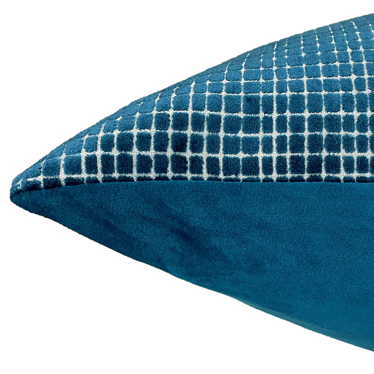 Vika Checkered Cut Velvet Pillow Fabric - Plaid Square Pattern, 23" X 23" (1 Piece)