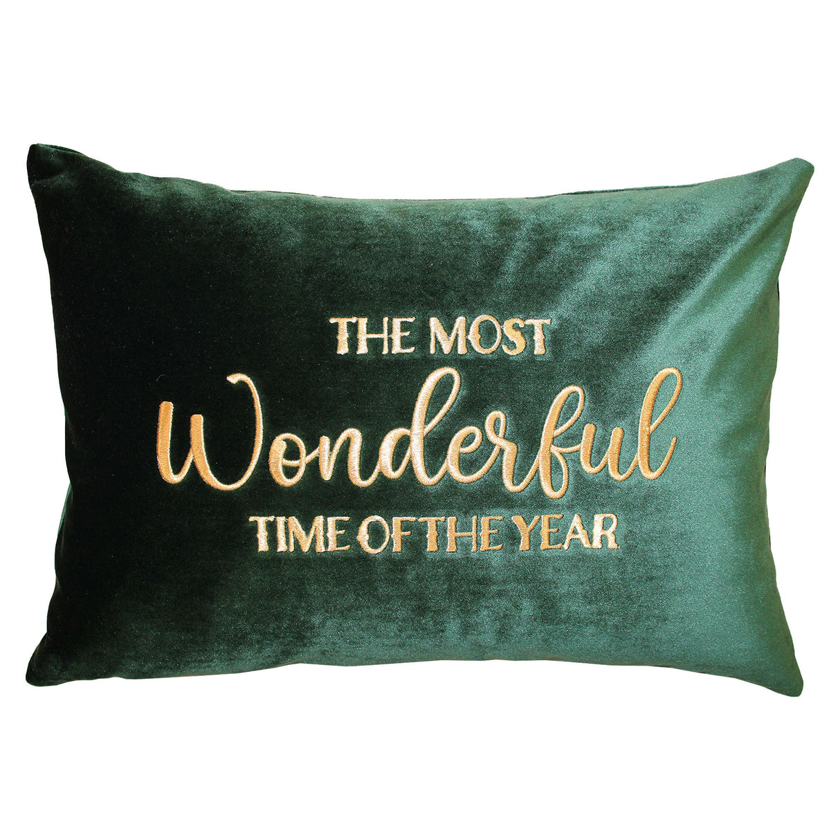 The Most Wonderful Time Of The Year Embroidered Velvet Pillow - Holiday Sentiment, 14X20" (1 Pillow)