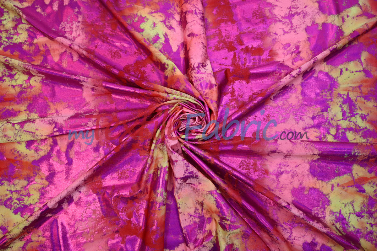 Tie Dye Hologram Spandex Fabric - Vibrant Multicolor Tie Dye, 58/60" Width (1 Yard)