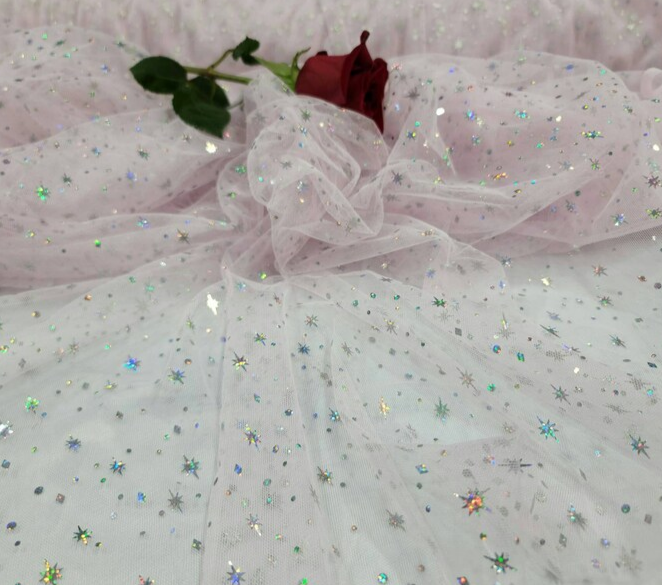 Pink Stretch Lace Hologram Stars