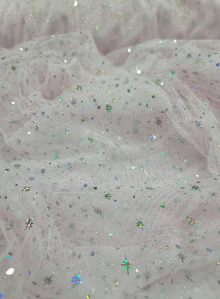 Pink Stretch Lace Hologram Stars