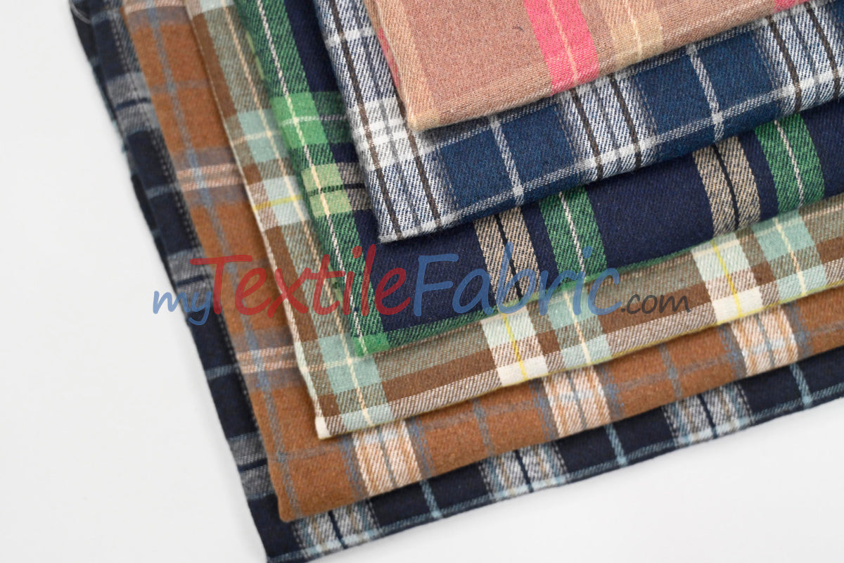 Plaid Flannel Fabric - 80 Percent Polyester 20 Percent Cotton, Plaid Pattern, 7 Oz, Soft Brushed Cotton Face (1 Yard)