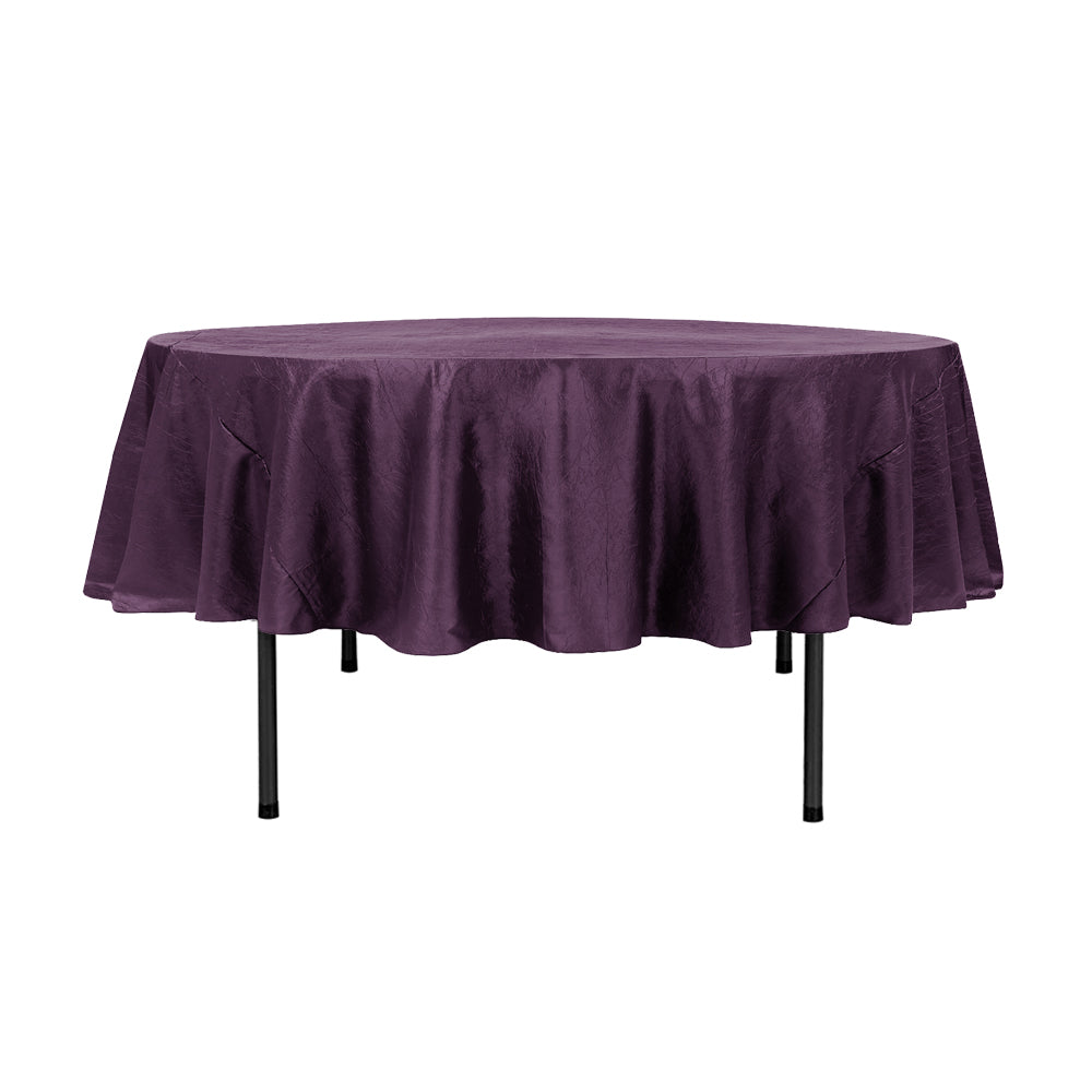 90″ Plum Crinkle Crushed Taffeta Round Tablecloth