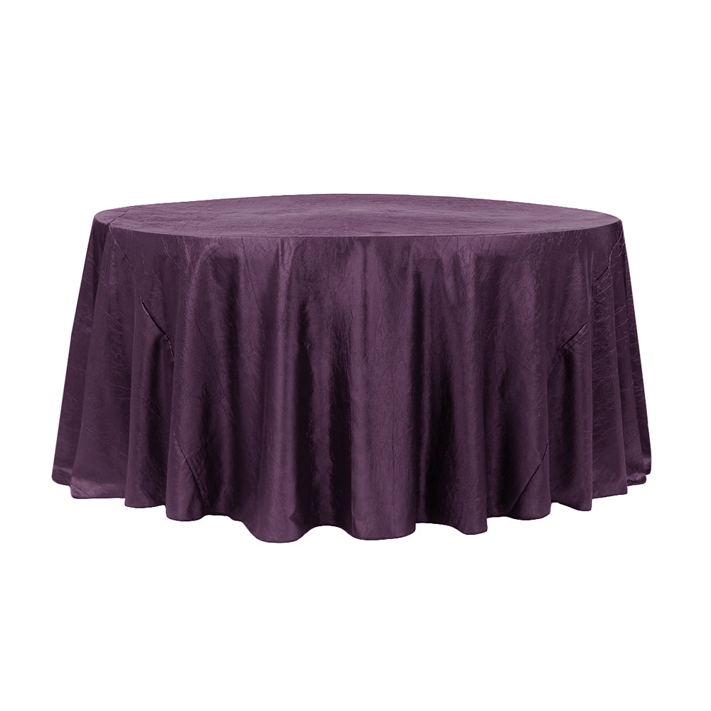 132″ Plum Crinkle Crushed Taffeta Round Tablecloth