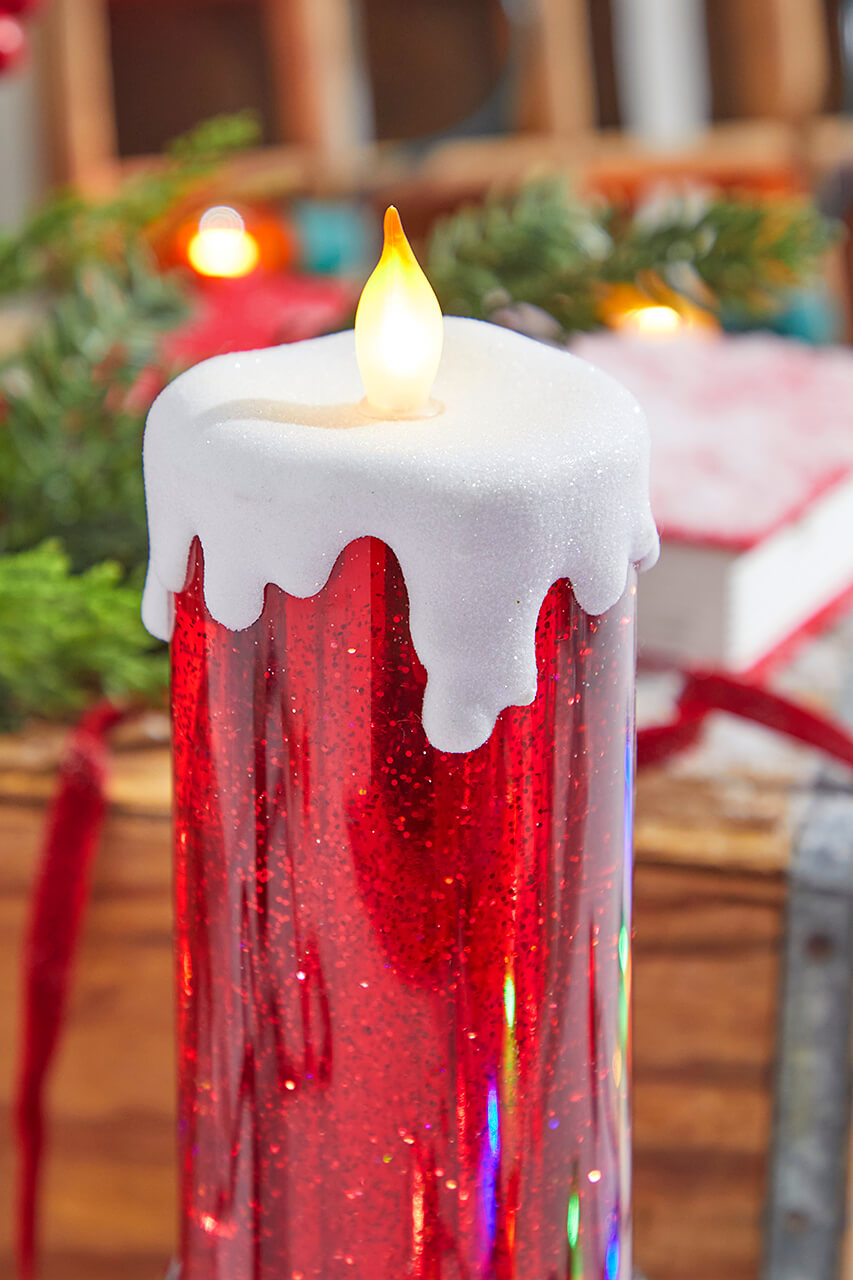 13” Red Shimmer Water Candle