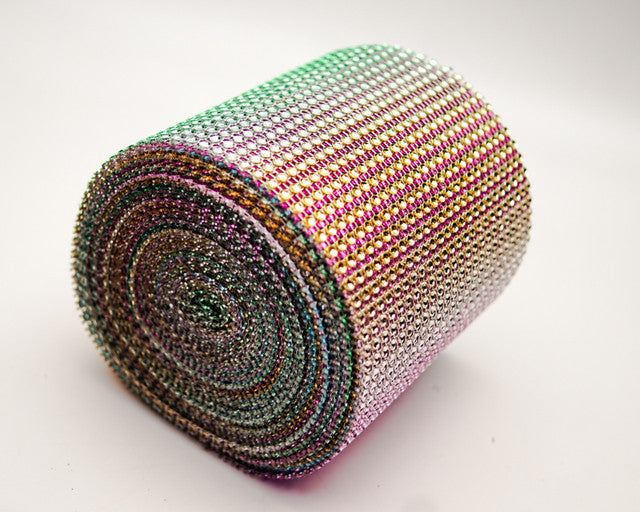 4.5" x 10 yards 24 Rows Multi-colored Diamond Mesh Wrap