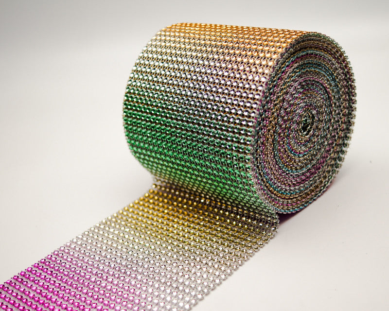 4.5" x 10 yards 24 Rows Multi-colored Diamond Mesh Wrap