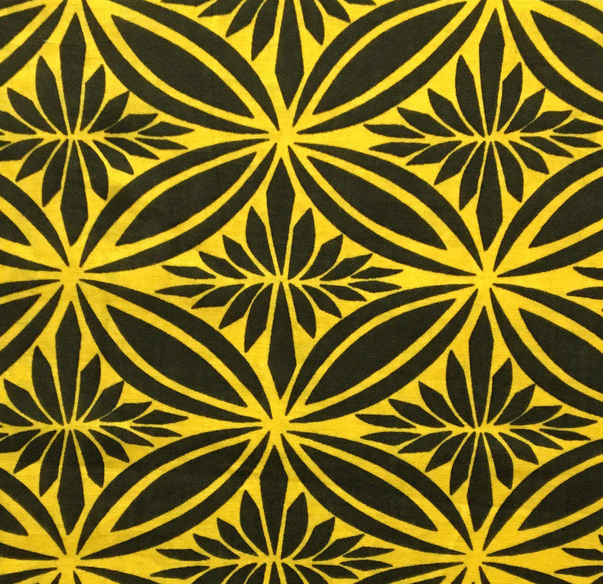 Tapa Flower Print Poly Linen Fabric - Red, Blue, Yellow, 58" Width (1 Yard)