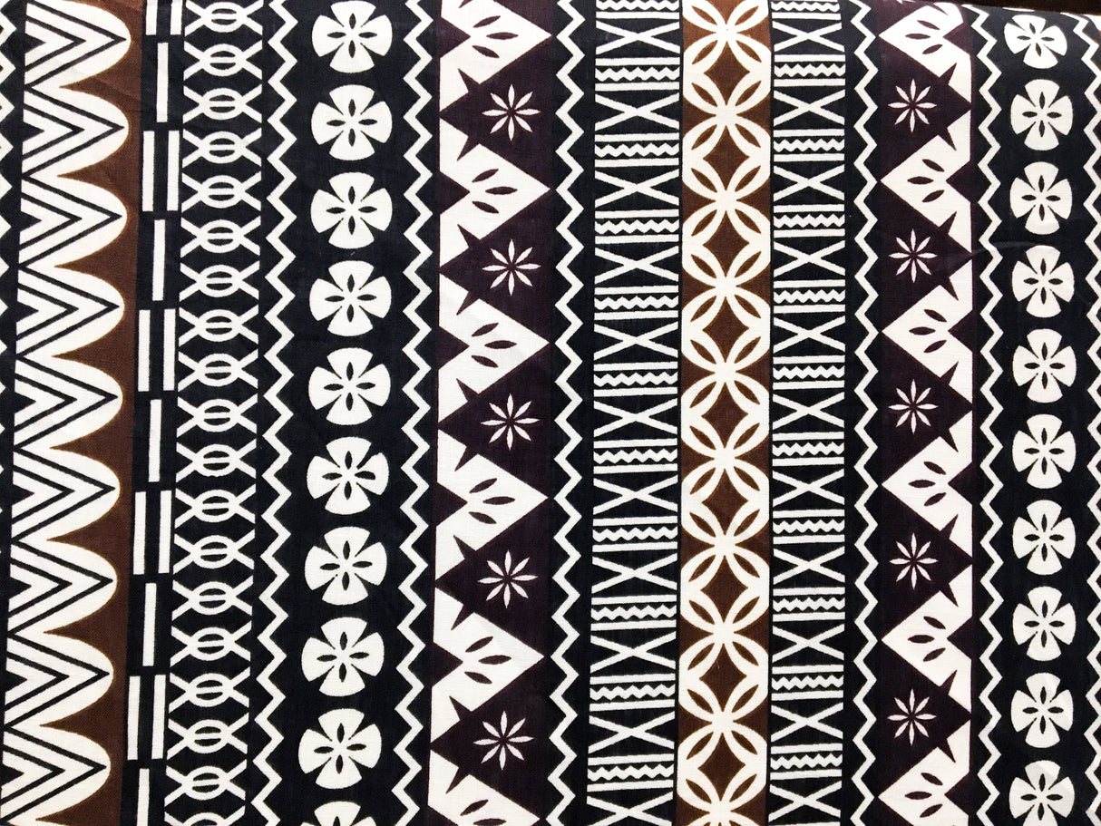 Polyester Tapa Fabric Fijian Print Maroon Oak