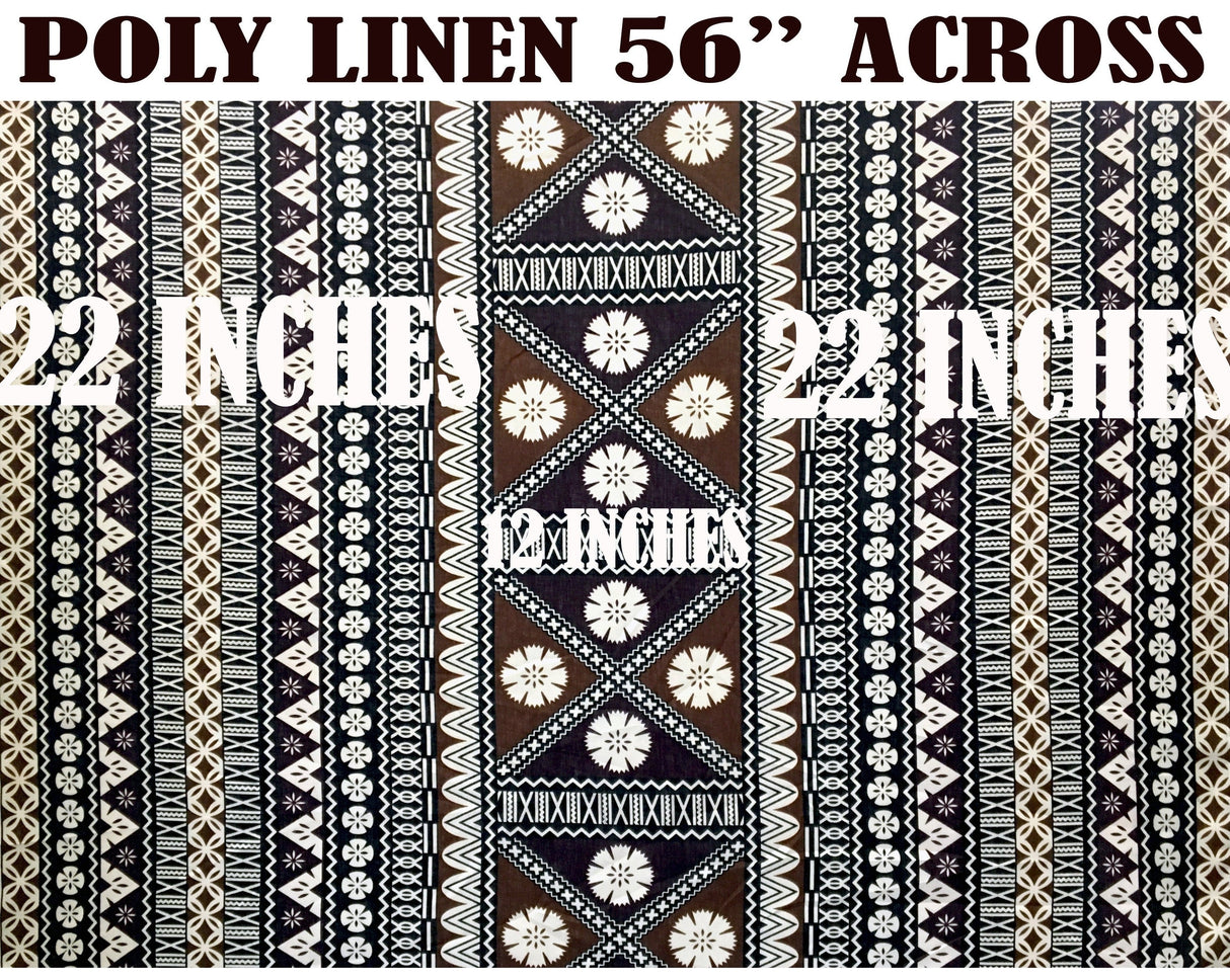 Polyester Tapa Fabric Fijian Print Maroon Oak