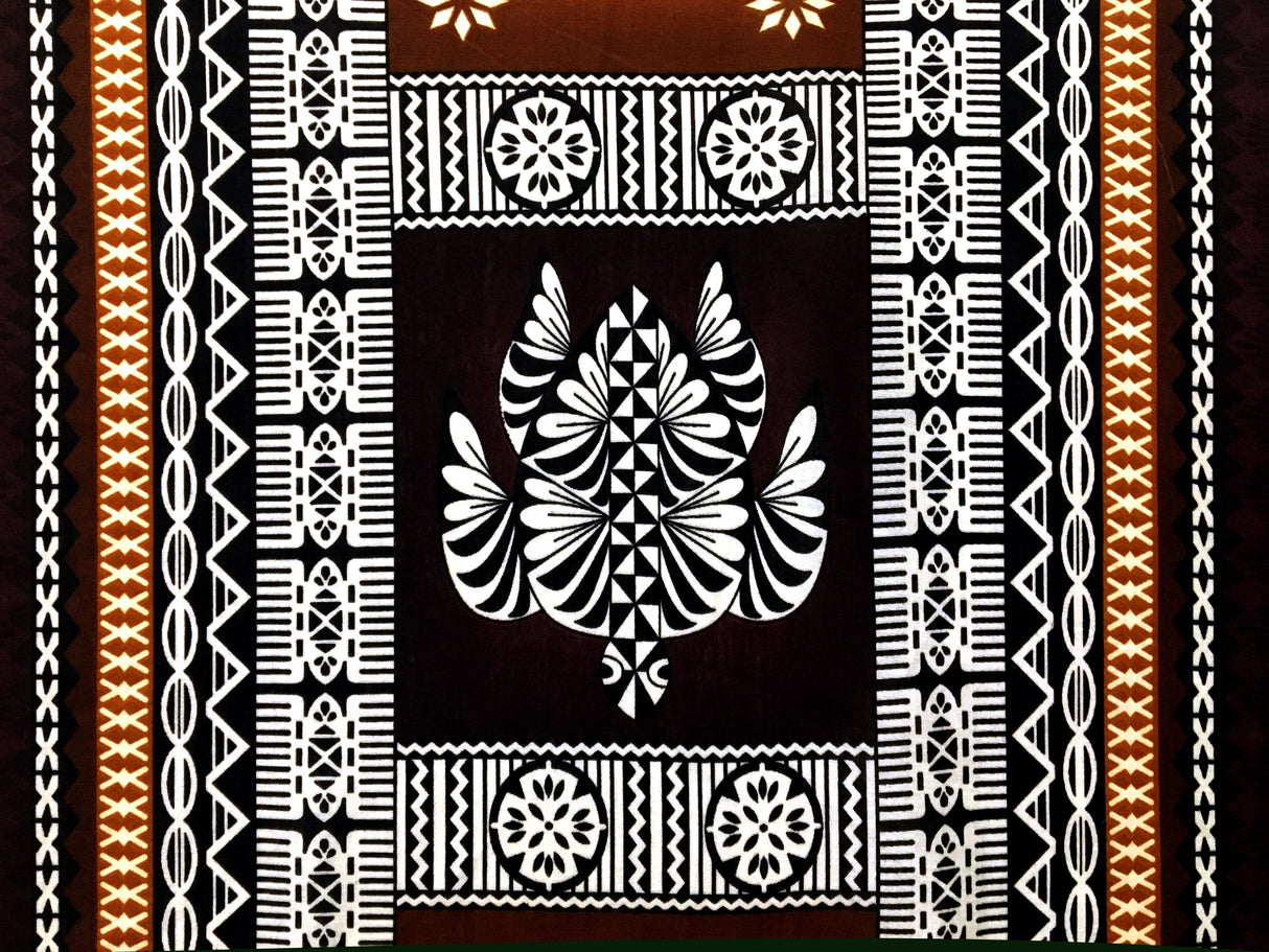 Poly Linen Fabric Fiji Turtle Border