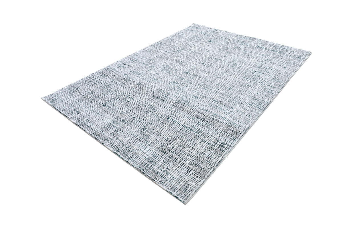 Z240A Polyester Fabric - Fresh Cream Rug With Green And Silver Geometric Accents, Green, Geometric, 5' 3" X 7' 6", 7' 9" X 10' 5", 10' X 13' (1 Rug)