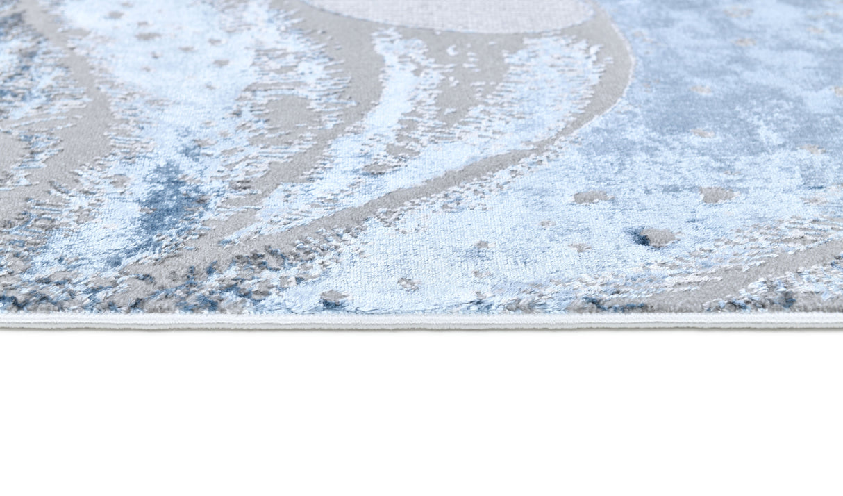Z339A Polyester Fabric - Metallic Octopus Tentacle Design, Light Grey, Black Or Blue, 5' 3" X 7' 6" / 7' 9" X 10' 5" (1 Rug)