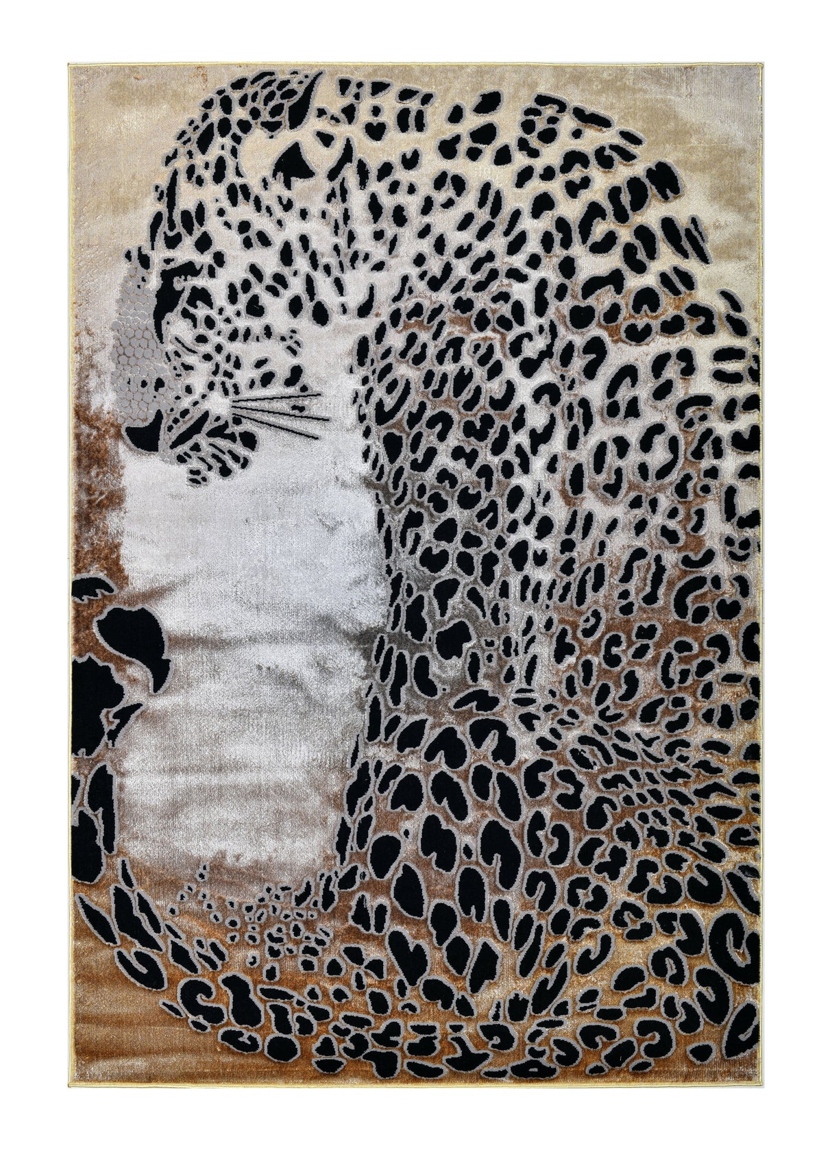 Luxury Soft-Touch Polyester Fabric - Bronze, Metallic Copper And Black Cheetah Print, 5' 3" X 7' 6", 7' 9" X 10' 5", 10' X 13' (1 Unit)