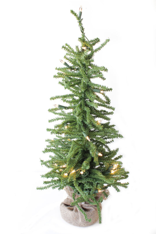 2' Pre-Lit Tabletop Tree with Burlap Base