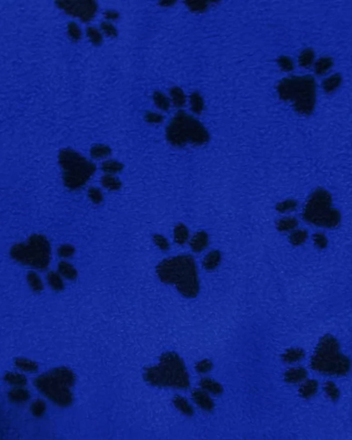 Animal Paw Print Blue and Black Fleece Fabric