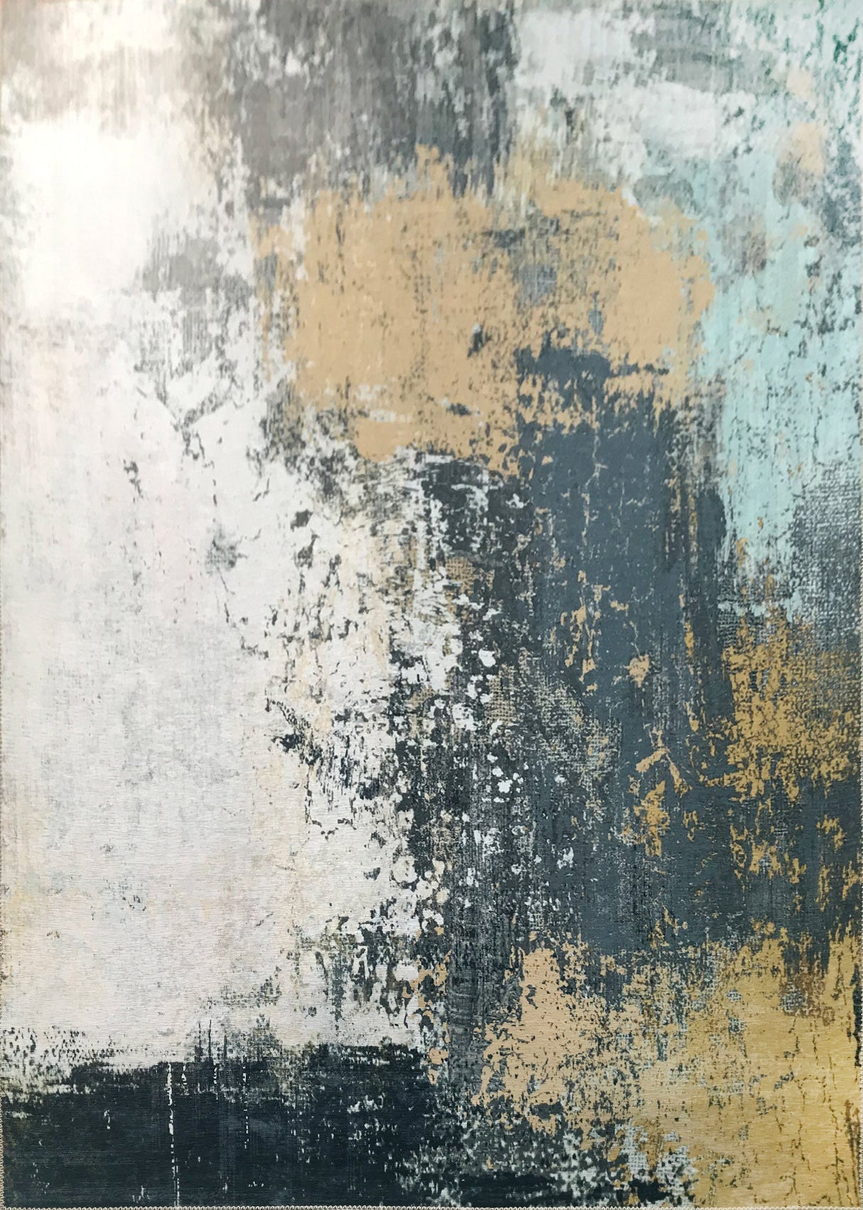 Dark Beige Tones Vintage Print Design Area Rug - Gold Vintage Print, 7'6" X 10'3" (1 Piece)
