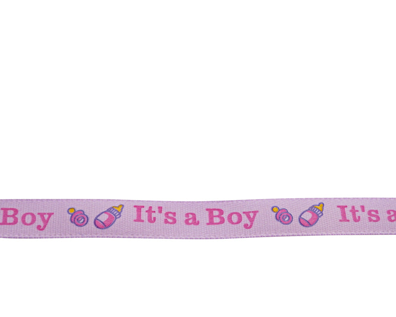 3/8" x 25 Yards Lavender / Pink It's a Boy Baby Printed Shower Satin Gift Ribbon