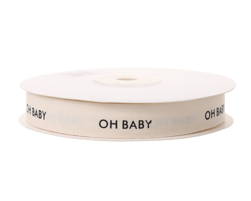 5/8" x 25 Yards "OH BABY" Printed Cotton Ribbon - Pack of 10 Rolls